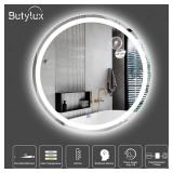 Retails for $108! 24 Inch LED Round Backlit Mirror, Fashion Bathroom Decor Vanity Mirror with 3000K/4000K/6000K Adjustable, Anti-Fog, Smart Touch Button, Stepless Dimmable Lighted Makeup Mirror