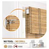 LazBlinds No Tools No Drill Bamboo Roller Shades, Cordless Bamboo Blinds, Light Filtering Bamboo Roll Up Blinds for Windows, Wood Window Blinds - Actual Blinds Size: 38 1/5