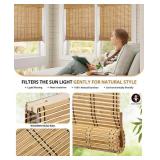 LazBlinds No Tools No Drill Bamboo Roller Shades, Cordless Bamboo Blinds, Light Filtering Bamboo Roll Up Blinds for Windows, Wood Window Blinds - Actual Blinds Size: 38 1/5