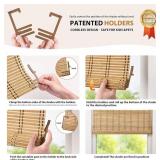 LazBlinds No Tools No Drill Bamboo Roller Shades, Cordless Bamboo Blinds, Light Filtering Bamboo Roll Up Blinds for Windows, Wood Window Blinds - Actual Blinds Size: 38 1/5