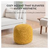 Anji Mountain 100% Handmade & Handcrafted Comfortable Home D cor Pouf Ottoman Footrest for Living Room, Bedroom, Nursery, Kidsroom, Patio Furniture - (22" x 22" x 17" - Mustard)