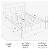 Yaheetech Classic Metal Platform Bed Frame Mattress Foundation with Victorian Style Iron-Art Headboard/Footboard/Under Bed Storage/No Box Spring Needed/Queen Size White