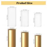 Retails for $101! 3 Pieces Clear Cylinder Stands for Party, Cilindros Para Fiestas Redondos Blancos, Acrylic Cylinder Pedestal Stand with Gold Cover Sets for Party Wedding Birthday Baby Shower Event D