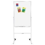 H-Qprobd 24"x36" Dry Erase Board with Stand - Adjustable Height Double Side Mobile Magnetic Rolling Whiteboard on Wheels for Home, Office & School