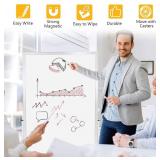 H-Qprobd 24"x36" Dry Erase Board with Stand - Adjustable Height Double Side Mobile Magnetic Rolling Whiteboard on Wheels for Home, Office & School