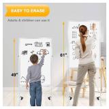 H-Qprobd 24"x36" Dry Erase Board with Stand - Adjustable Height Double Side Mobile Magnetic Rolling Whiteboard on Wheels for Home, Office & School