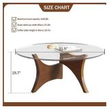 Retails for $154! Glass Coffee Table Modern Round Coffee Table, 31.5" Small Minimalist Center Table for Living Room, Unique Circle Accent Coffee Table, Rustic Simple Tea Table