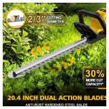 Electric Hedge Trimmer Cordless Compatible with DEWALT 20V MAX Battery, 20-Inch Cordless Hedge Trimmer, Brushless Bush Trimmer, 2/3