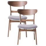 Retails for $180! Christopher Knight Home Frances Mid-Century Modern Dining Chairs (Set of 2), 100% Polyester and Rubber Wood, Dark Gray, Walnut