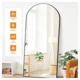 Arched Full Length Mirror, Black Standing Mirror, 75"x35" Full Body Mirror with Standing, Free Standing, Leaning Against Wall or Wall-Mounted, Large Floor Mirror for Bedroom Living Room Dressing Room