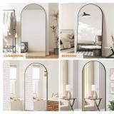 Arched Full Length Mirror, Black Standing Mirror, 75"x35" Full Body Mirror with Standing, Free Standing, Leaning Against Wall or Wall-Mounted, Large Floor Mirror for Bedroom Living Room Dressing Room