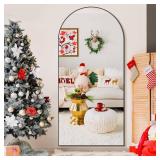 Arched Full Length Mirror, Black Standing Mirror, 75"x35" Full Body Mirror with Standing, Free Standing, Leaning Against Wall or Wall-Mounted, Large Floor Mirror for Bedroom Living Room Dressing Room
