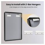 Retails for $133! LOAAO 40" x 32" Large Matte Black Metal Frame Bathroom Vanity Vanity Vanity Mirror Wall Mounted Bathroom Vanity Mirror Rustproof Tempered Glass Horizontal or Vertical Hanging