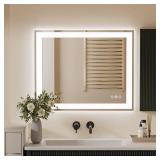 32"x 40" LED Bathroom Mirror with Front and Backlit, 3 Colors LED Vanity Mirror with Lights, Controlled Separately LED Smart Mirror for Bathroom, Anti-Fog, Stepless Dimmable, Memory(UL ETL)