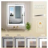 32"x 40" LED Bathroom Mirror with Front and Backlit, 3 Colors LED Vanity Mirror with Lights, Controlled Separately LED Smart Mirror for Bathroom, Anti-Fog, Stepless Dimmable, Memory(UL ETL)