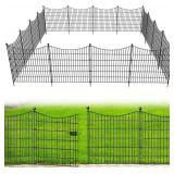 Retails for $180! 15 Panels Decorative Garden Fence with Gate, 32 in(H) X 35.4 ft(L) No Dig Dog Fence Animal Barrier Outdoor for Yard, Rustproof Metal Garden Edging and Borders, Temporary Fencing Stak