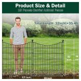 Retails for $180! 15 Panels Decorative Garden Fence with Gate, 32 in(H) X 35.4 ft(L) No Dig Dog Fence Animal Barrier Outdoor for Yard, Rustproof Metal Garden Edging and Borders, Temporary Fencing Stak