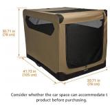 Amazon Basics Folding Soft Dog Crate with Front and Top Opening, Large, Collapsible, Durable, Foldable, Lightweight, Tan, XL 105 cm x 78 cm x 78 cm