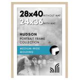 Americanflat 28x40 Poster Frame with Polished Plexiglass - Use as 24x36 Frame with Mat or Display 28x40 Photo Without Mat - Hudson Collection - Wide Picture Frames for Wall Display - Natural Oak