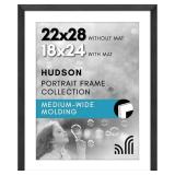 Americanflat 22x28 Poster Frame with Polished Plexiglass - Use as 18x24 Frame with Mat or Display 22x28 Photo Without Mat - Hudson Collection - Wide Picture Frames for Wall Display - Black