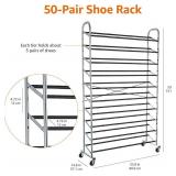 Amazon Basics 50-Pair Shoe Rack Organizer, Chrome
