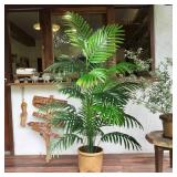 4ft 2pcs Large Artificial Plants Fake Palm Tree Tropical Palm Leaves Faux Palm Plants Tall Tree Indoor Real Touch Plastic Monstera Leaves for Home Garden Outdoor Office Decor (4ft/125cm-2pcs)