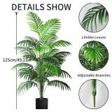 4ft 2pcs Large Artificial Plants Fake Palm Tree Tropical Palm Leaves Faux Palm Plants Tall Tree Indoor Real Touch Plastic Monstera Leaves for Home Garden Outdoor Office Decor (4ft/125cm-2pcs)
