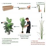 4ft 2pcs Large Artificial Plants Fake Palm Tree Tropical Palm Leaves Faux Palm Plants Tall Tree Indoor Real Touch Plastic Monstera Leaves for Home Garden Outdoor Office Decor (4ft/125cm-2pcs)