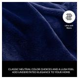Mon Chateau 60" x 70" Embrace Foldover Faux Fur Throw, Plush Throw with 6cm Foldover for Couch, Sofa, or Bed, Ultra Soft Blanket for Sleeping or Home Decor, Midnight Tide