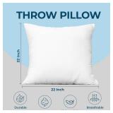 Utopia Bedding Throw Pillows (Set of 4, White), 22 x 22 Inches Pillows for Sofa, Bed and Couch Decorative Stuffer Pillow