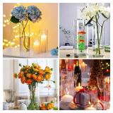 8 Pack Cylinder Vases- for Centerpieces, 6,8,10 Inch Clear Glass Cylinder Candle Holder- for Wedding Centerpirces Decoration Tall Clear Flower Vases, Hurricane Candle Holder for Party Home Decor