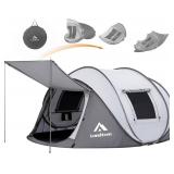 4 Person Easy Pop Up Tent Waterproof Automatic Setup 2 Doors-Instant Family Tents for Camping Hiking & Traveling
