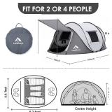 4 Person Easy Pop Up Tent Waterproof Automatic Setup 2 Doors-Instant Family Tents for Camping Hiking & Traveling