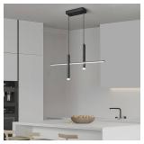 Modern LED Linear Chandelier with Dual Spotlights Dimmable 6000K Pendant Light Fixtures Ceiling Hanging Black Chandeliers for Dining Room Table Kitchen Living Room Bedroom(L35.1in)