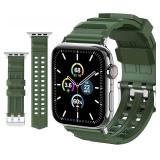 Kethink Sport Band for Apple Watch 44mm 42mm, Man Breathable Strap Soft Silicone Band Replacement for iWatch Series SE/6 5/4/3/2/1 (BLACK, 42/44 mm)