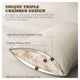 BPC Goose Feather Down Pillows King Size, with 100% Organic Cotton Cover - Luxury 3-Chamber Design for Medium Firm Support & Cloud-Like Comfort, Set of 2 Bed Pillows for Sleeping, 20x36 Inches