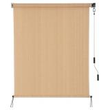 SEEYE Outdoor Sunshade Roller Shades 60" W x 72" H, Cordless Roll Up Shade Blinds Privacy Screen with 90% UV Protection, Exterior Patio Shade Cloth for Porch Pergola Balcony Windows, Walnut