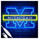 University Basketball Team Neon Sign, Light Up Dimmable College Michigan Basketball Team Logo Led Neon Sign Light Hanging for Wall Decor, Bedroom, Dormitory, Man Cave, Birthday Christmas Gift (Univers