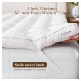 Decroom 3 Inch Memory Foam Mattress Topper Queen Size for Back Pain Relief, Thicked Down Alternative-Lined Mattress Pad Filled with Breathable & Soft Memory Foam Pillow Top, 80x60x3 Inch