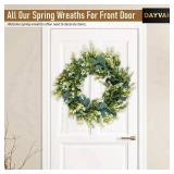 Artificial Eucalyptus Wreath with Welcome Sign 18 Inch Front Door Greenery Wreath for Spring, Summer, Fall, All Seasons Large Size Polytype Leaves Wreath for Farmhouse Garden D cor