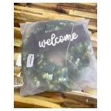 Artificial Eucalyptus Wreath with Welcome Sign 18 Inch Front Door Greenery Wreath for Spring, Summer, Fall, All Seasons Large Size Polytype Leaves Wreath for Farmhouse Garden D cor