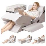 Retails for $116! 9PCS Orthopedic Bed Wedge Pillow Set for After Surgery Recovery, Body Positioners for Back and Leg Pain Relief, Adjustable Memory Foam Comfort for Sitting up in Bed, Ideal for Adult 
