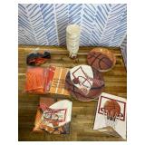 Gatherfun Basketball Party Supplies Paper Plates Napkins Cups Knives Forks Spoons with Balloons and Banner for Kids and Adult Birthday Party March Madness Party Decorations, Serve 25