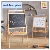 Tiny Land Easel for Kids, Double-Sided Magnetic Easel, Adjustable Wooden Kids Art Easel with Paper Roll, Learning-Toy for 3,4,5,6,7,8 Years Old Boy & Girls