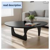 Retails for $131! Solid Wooden Modern Triangle Coffee Table: Unique Funky Coffee Tables for Living Room, Oval Mid-Century Irregular Abstract Tea Tables for Patio Office Balcony Bedroom (Black, 33" L x