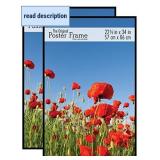 MCS Original Poster Frame 22.375x34 Black Lightweight Vertical & Horizontal Wall Hanging Large Picture Frame for Posters, Art Prints & Gallery Wall (2-Pack)