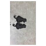 Cast Iron Black Cat Wall Hooks - Pair