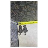 Cast Iron Black Cat Wall Hooks - Pair