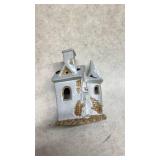 Ceramic Halloween Haunted House Tea light holder with Skeleton