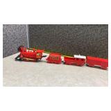 Red Christmas Train Set with Steam Engine